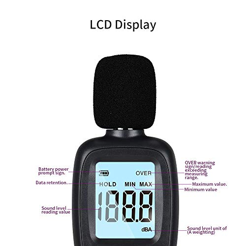Digital Sound Level Meter with Data Logger 30-130dB(A), Decibel Meter Sound Level Reader, Noise Detector spl Meter A Weighted - Thumbnail 2