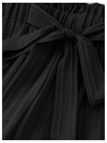 SOLY HUX Women's Wide Leg Pants Bow Tie Front Elastic High Waisted Baggy Casual Long Trousers4