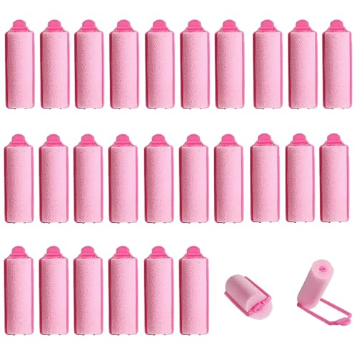 28 Pcs Foam Hair Rollers, Hair Rollers, Foam Hair Curlers, Soft Sponge Hair, Roller Foam Styling Hair, Curler Home DIY Curling Tool, DIY Hair Styling Tool Curling Iron Pink for Women Girls Kids