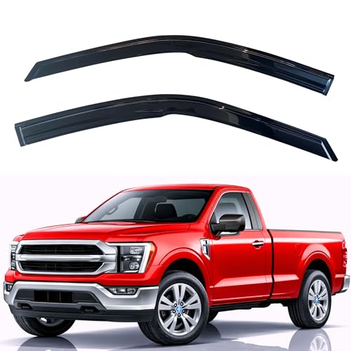 Image of KPY Rain Guards Fit for 2015-2026 Ford F150 Regular Cab, Out-Channel Window Visors Vent Wind Deflectors 2PC, Truck Accessories for 2017-2026 Ford F250 F350 F450 F550 Super Duty (Single Cab Only)