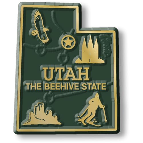 Imán de estado Utah pequeño estilo vintage de goma