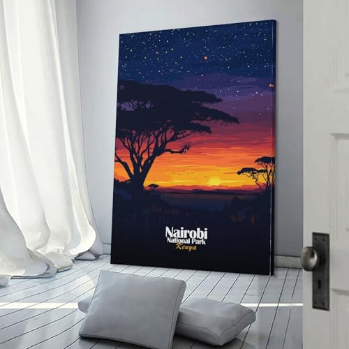Tableau mural Nairobi : le coucher de soleil idéal pour la déco de chambre de garçon