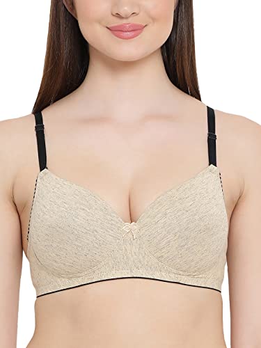 Image of Clovia Women's Cotton Rich Padded Non-Wired Push-Up T-Shirt Bra Multiway