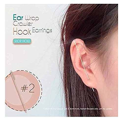 Ear Wrap Crawler Hook Earrings,Geometric Style Women Crawler Earrings,Fashion Hook Earrings,Women's Ear Cuffs & Wraps,for Birthday/Christmas/Valentine's Day,Comfortable & Hypoallergenic (Silver 5)