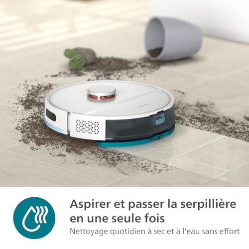 Philips Homerun 2000 Series : Robot aspirateur et serpillière 2-en-1 avec 2700 Pa d'aspiration & 130 Min d'autonomie, Navigation Laser, Carpet Boost, Contrôle par Application, Bleu Nuit (XU2000/10)