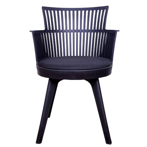 Image of Creative Cafe Chair, Featuring a Sleek Open-Slat backrest, Plush Cushioned Seating, and a deep Black Finish, These Chairs are a Perfect Blend of Modern Style. | CS-1221 /P2 (Black)