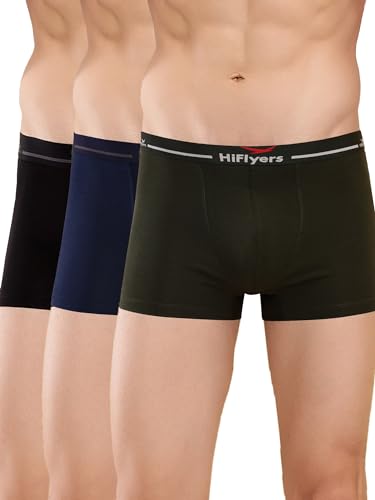 Image of HiFlyers Men's Cotton Spandex Odour-Free, Long Lasting Comfort, All Day Fresh and Confidence Dark Knight Collection Solid Trunks