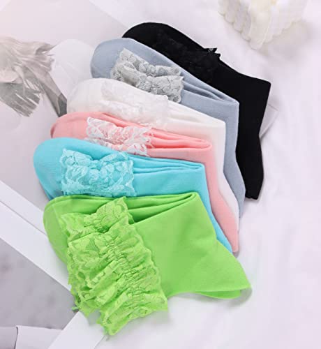 Women Lace Ruffle Ankle Socks, Cute Princess Girls Frilly Cotton Socks4