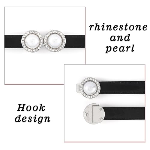 Women Skinny Belt Thin Leather Rhinestone Belt White Pearl Waist Belt Jewelry Accessories for Dress3