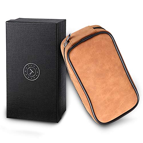 Leather Razor Travel Case - Safety Razor Case, Straight Razor Case, Disposable Razor Case, Elegant Travel Razor Case For Your Razor + Brush + Soap Puck, Keeps Razor & Brush Clean, Travel In Style