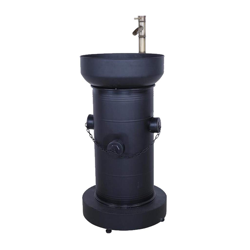 AYCDL Wash Basin With Faucet, Fire Hydrant Retro Style Floor-standing Metal Iron Sink for Indoor and outdoor,Matte Black