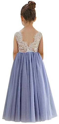 Image of 2Bunnies Girl Peony Lace Back A-Line Straight Tutu Tulle Party Flower Girl Dress