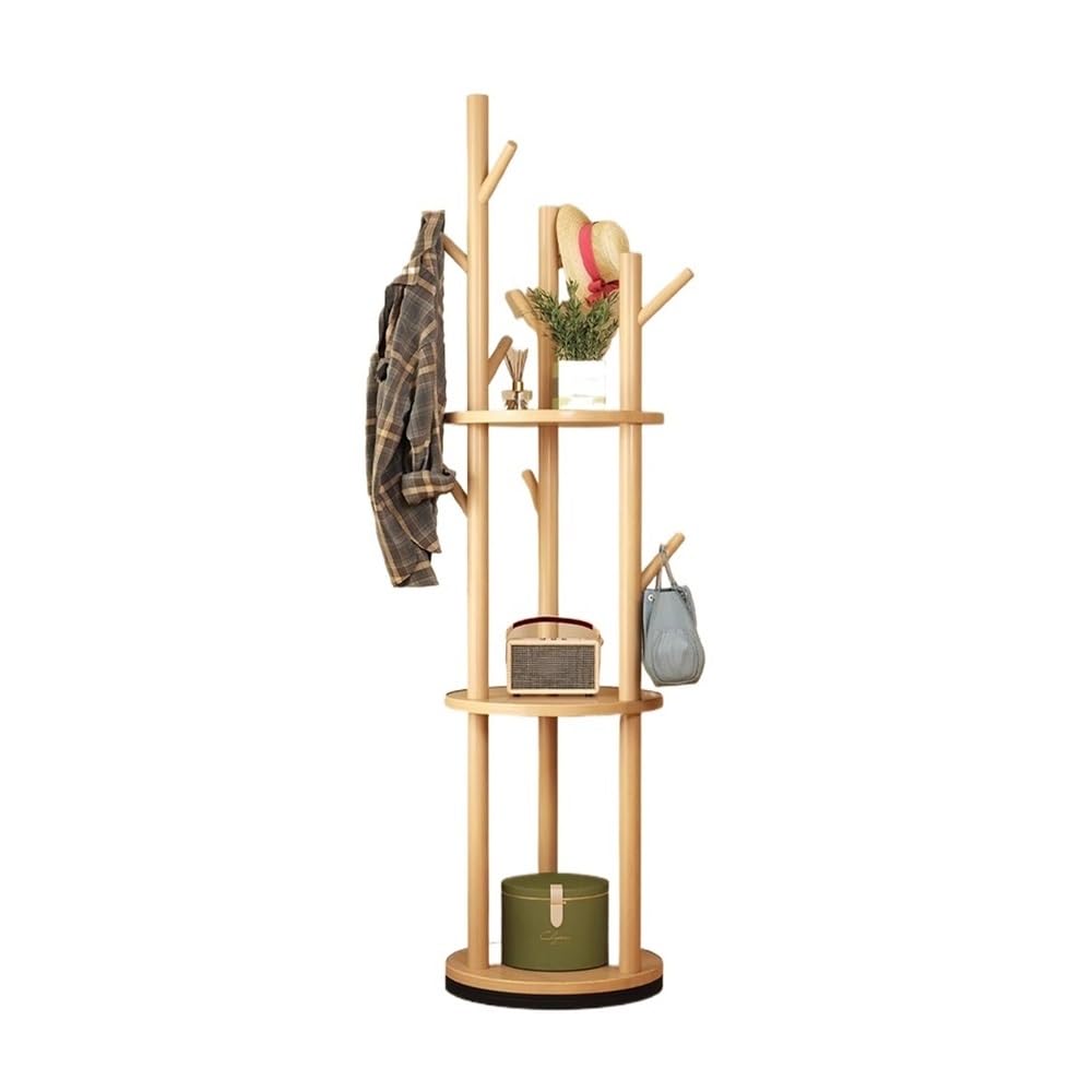 YQINQIN83B Organizer Rack Solid Wood Rotating Coat Rack Floor Hanger Household for Bedroom