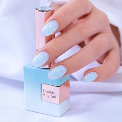 Double Rhythm 0.5 Oz Jelly Gel Polish Same Color Same Bottle Sheer Neutral Natural Light Milky Pastel 15ML Translucent Polish Art DIY at Home (Milky Blue-A1789)