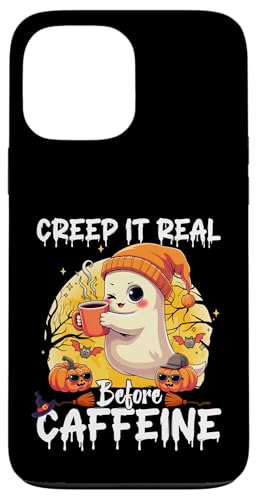 Cute Ghost Coffee Halloween Creep It Real Before Caffeine X}zP[X iPhone 13 Pro Max p