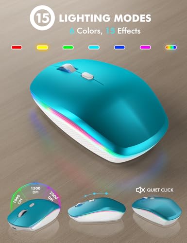Image of Wireless Keyboard and Mouse Combo, RGB Backlit, Rechargeable & Light Up Letters, Full-Size, Soft Typing, Sleep Mode, 2.4GHz Quiet Keyboard Set for Mac, Windows, Laptop, PC, Trueque (Metallic Blue)