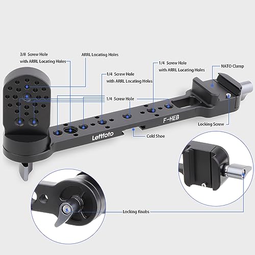 LLEFTFOTO Gimbal Handgrip Mount Extension Bracket for DJI Ronin DJI RS2/RSC2/RS3/RS3PRO/RS3 mini Gimbal Stabilizer with NATO Clamp and Cold Shoe Mount Adjustable Extension Plate - Image 2