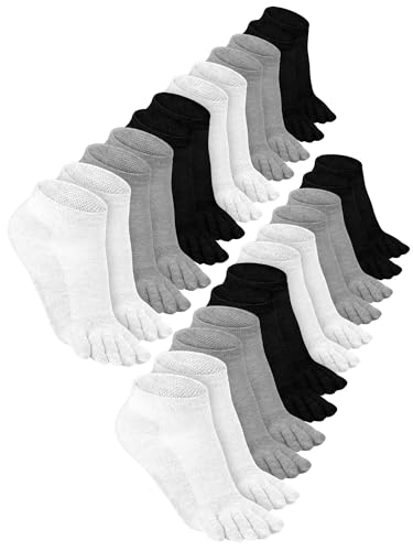 Image of Bencailor 6 /12 /32Pairs Women Toe Socks Five Toe Cotton Socks Ankle Sock with Toes Separated for Women Men Athletic Running