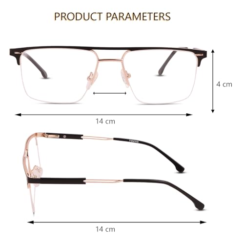 Image of Teen & 20 Rectangle Eyeglasses Frame for Men & Boys - Classic Half-Rim | Stylish & Lightweight Spectacle Frame | Durable Eyewear for Office, Study & Daily Use - TK9004