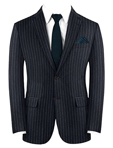 Men's Stripe Two Pieces Suit Single Breasted Button Notch Lapel Tuxedos Jacket+Pants Set2