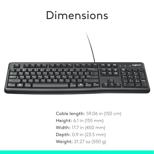 Logitech K120 Full Size Wired Keyboard USB Plug-and-Play Windows - Black - image 9