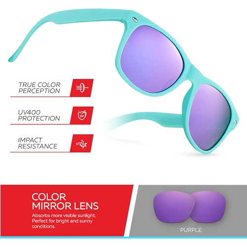 Image of Retro Rewind Kids Sunglasses for Boys Girls Age 3-12 - Shatterproof UV400 Toddler Children Sun Glasses