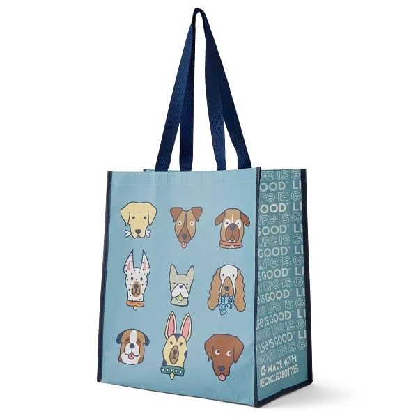 Bolso Tote Grande Life is Good Plenty of Pups Azul Ahumado miniatura 1