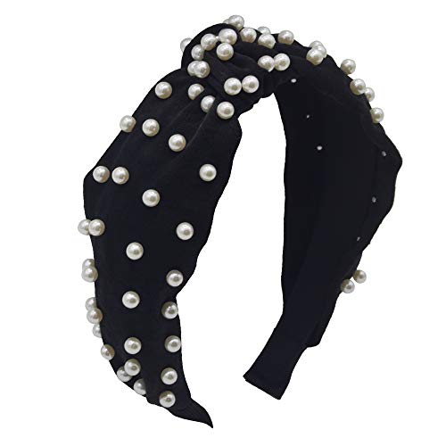 MHDGG Pearl Headbands Headbands for Women,1Pcs Elegant Wide Headbands Knot Headbands for Women Headwear Barrette Styling Tools Accessories,Black