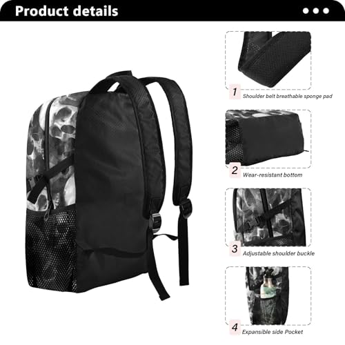 AIXIWAWA Lightweight Hiking Backpacks Gothic Skull Print, Foldable Waterproof Daypack for Commute Travel4