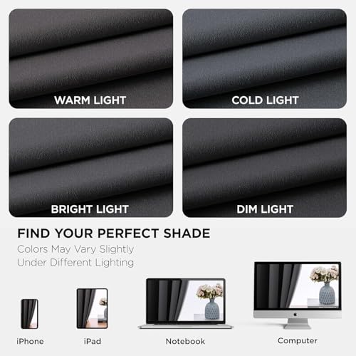 Image of 100% Blackout Curtains 60 Inches Window, 2 Thick Layers Heat and Full Light Blocking Soft Thermal Insulated Drapes for Bedroom (Set of 1 Pc, Gray, 5 Feet)