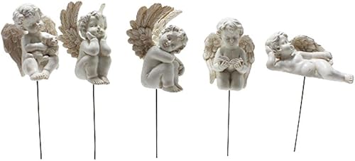 Miniatura 3 de 5 piezas de estatuas de ángel en miniatura, estacas de jardín de resina, maceteros de jardín en miniatura, figuritas de ángel, decoración