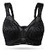 Wingslove Women's Full Coverage Non Padded Comfort Minimizer Wire-Free Bra Plus Size(Black,38DD)