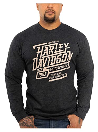 Harley-Davidson Men's Thunder Long Sleeve Crew-Neck Shirt - Vintage Black