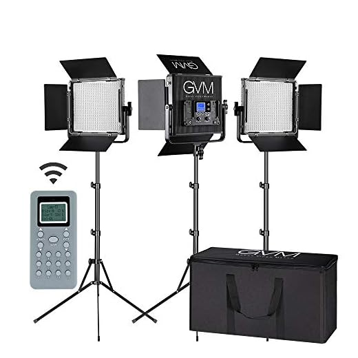 LED Video Light GVM 672S CRI97+ TLCI97+ 22000lux Dimmable Bi-color 3200K-5600K Light Panel With Digital Display For Outdoor Interview Studio Video Making Photography Lighting 3 pcs Kit