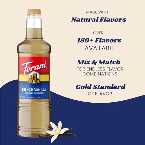 Image of Torani French Vanilla Syrup 1L with Pump Coffee Flavoring for Lattes & Drinks