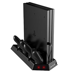 atdaraz Vertical Stand for PS4 Pro with Cooling Fan, Controller Charging Station for Sony Playstation 4 Pro Game Console, Charger for Dualshock 4 [Video Game].