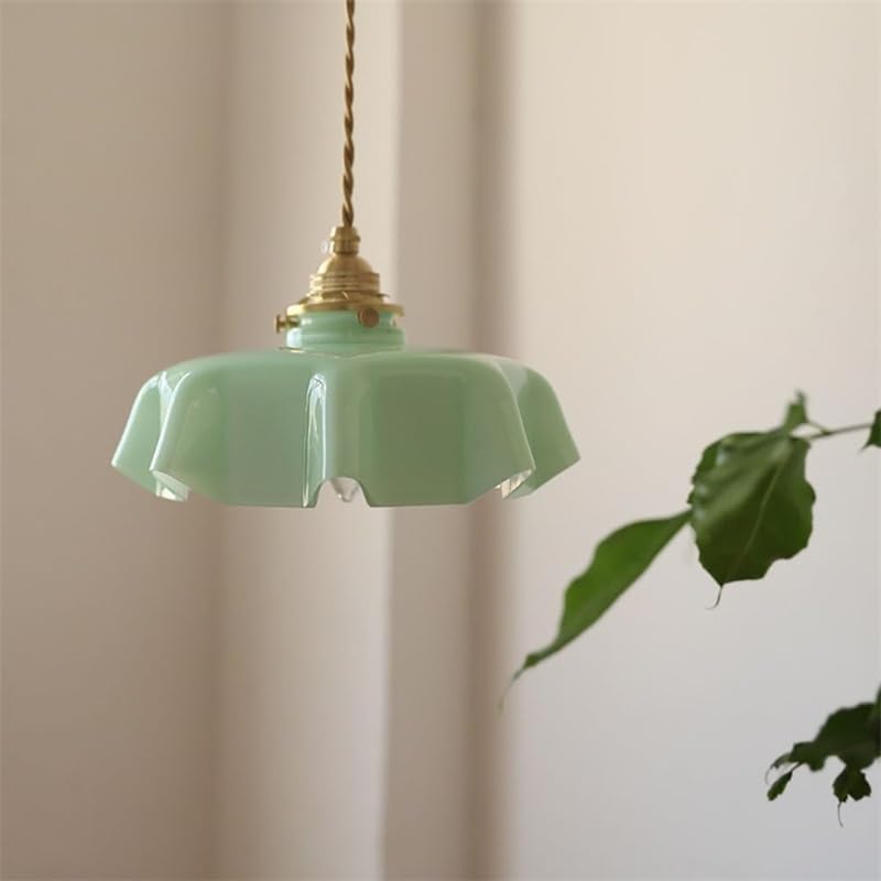 Lámpara colgante de cristal E27 regulable de estilo francés crema para cocina