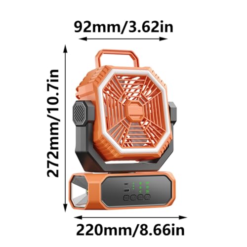 Ventilador de batería recargable oscilante que elimina el calor del camping 3