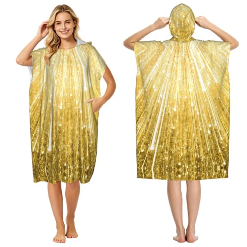 Poncho à capuche imprimé brillant doré en microfibre de qualité
