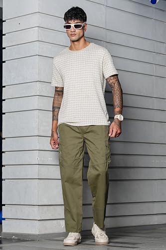 Image of FABRIPPLE Men's Heavy-Duty Cotton Cargo Pants - Rugged Style, All-Day Comfort