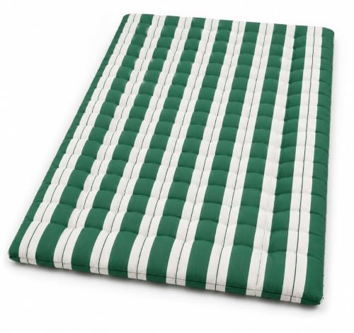 Image of H B MSALA 3 Inch Soft Cotton Gadda Mattress, Green, 72x72 inches,Lining Pattern, Foldable & Breathable, Lightweight Bedding, for Floor & Bed, Guest Room Use