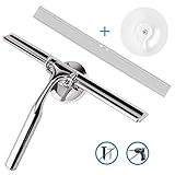 🚿【Limpiacristales Multiuso】GlobaLink limpiacristales coche puede limpiar eficazmente gotas de agua y espumas en la superficie lisa, como mesa, mesita, mampara, ventana, cristales, espejo, puerto de ducha, parabrisas de coche y etc. Adoptamos goma larga y suave para ampliar el área de limpia y proteger la superficie de contacto. El paquete incluye el producto junto con 1 gancho ventosa y 1 goma de recambio.