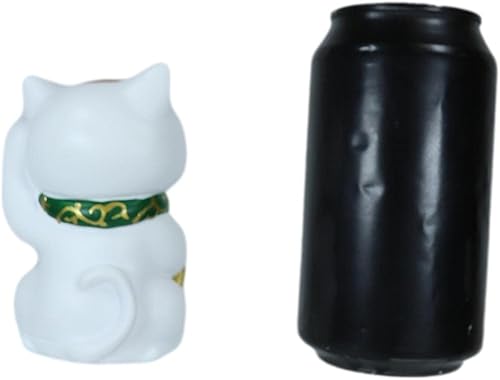 Miniatura 3 de Ebros - Dije japonés de buena suerte y fortuna Maneki Neko con gato blanco con collar verde y moneda Koban levantando brazo izquierdo, figura