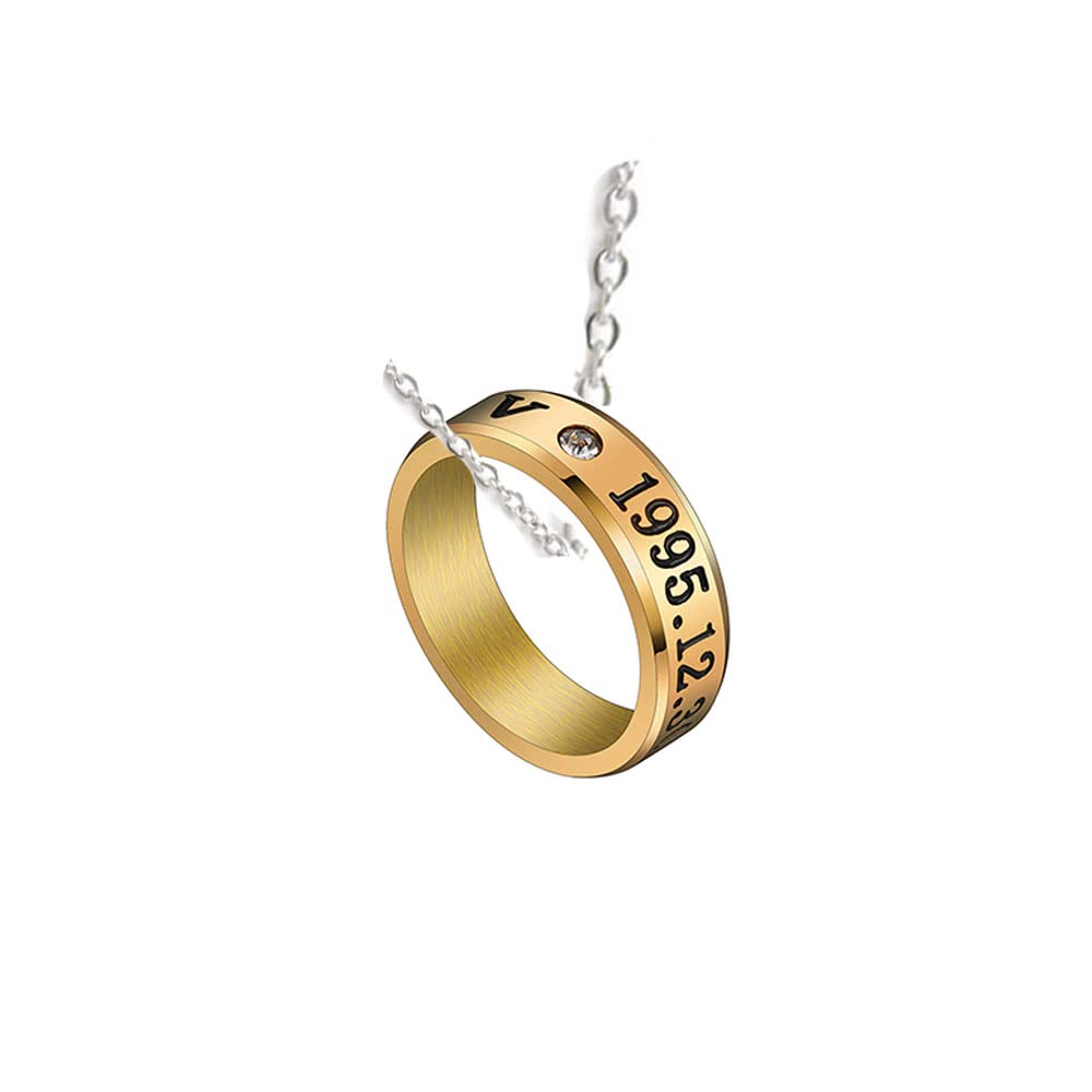 Bangtan Boys Stainless Steel JIMIN JIN SUGA J-HOPE V Birthday Ring Necklace Dual Use for Men Women