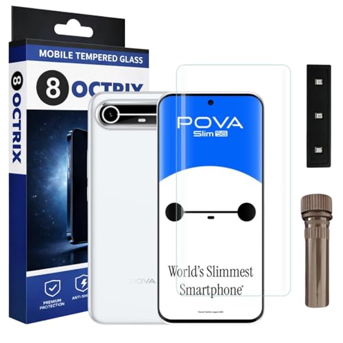Image of Premium UV Tempered Glass Screen Protector for Tecno Pova Slim 5G | Transparent Full Screen Coverage with UV Installation Kit | Pack of 1 |