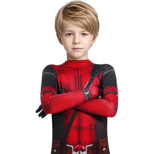 Pugot Heroes Kids Jumpsuit 3D Print Bodysuit with Headwear Mask For Boys (XL (Height:55-60in))