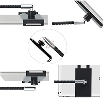 Tablet Floor Stand with Flexible Gooseneck and Stable Base, Tablet Stand Adjustable 360 Degree Roating Floor Stand for iPad, Cell Phone Within 3.5-9.7 inches, Black