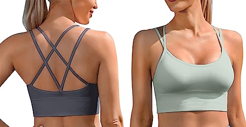 Image of Sykooria 3 Pack Strappy Sports Bra for Women Sexy Crisscross for Yoga Running Athletic Gym Workout Fitness Tank Tops