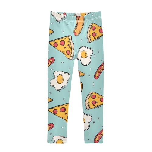 Pizza Hot Dog Egg Girls Leggings Soft Stretch Workout Yoga Dance Pants for Kids Casual Tights