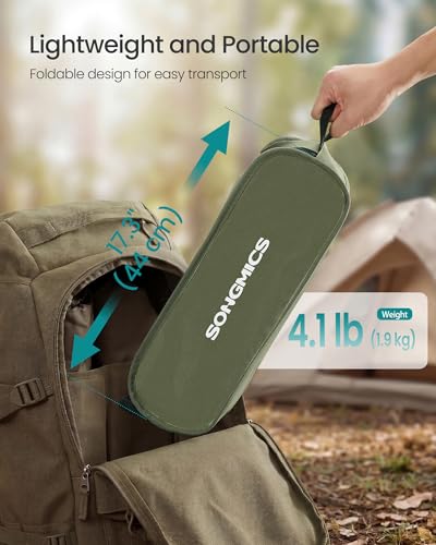 Image of SONGMICS Lightweight Backpacking Chair, Adjustable Height, Steel Frame | 330 Lb Capacity, 2 Storage Pockets, for Outdoor Travel, Green UGCB051CZ01